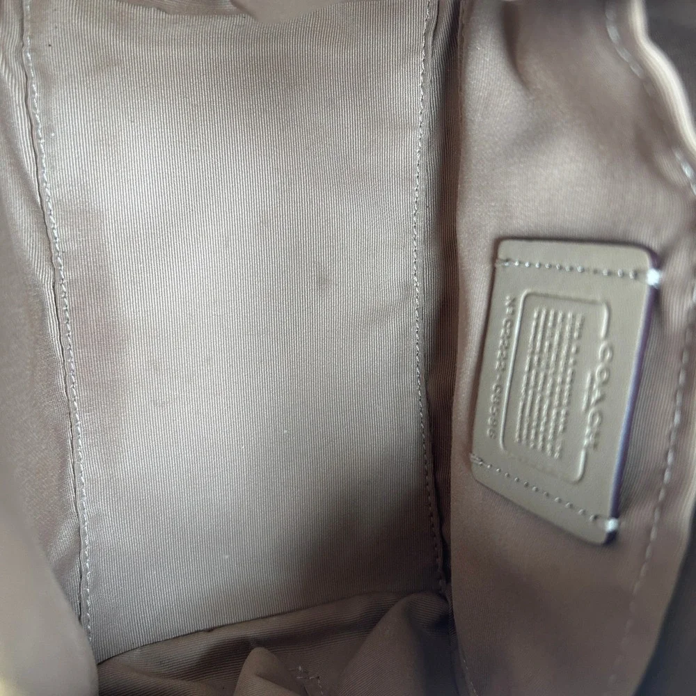 Coach Sydney Satchel Khaki Strawberry Signature Canvas Leather Bag CB596